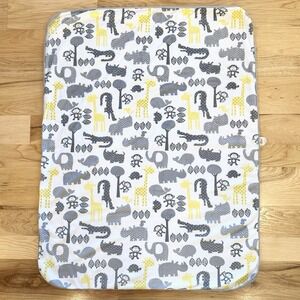 Circo Baby Blanket Jungle Animals Grey Yellow Elephant Giraffe Rhino Monkey Croc